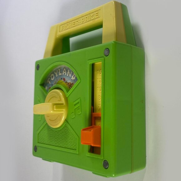 Vtg 1983 Fisher Price Toyland Musical Wind Up Radio Toy 795 Green 80s - Picture 6 of 10